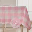 BALCONY & FALCON Gingham Table Cloth Rectangle  Reversible Water-Resistant Cotton Checkered Tablecloth for Easter, Spring Outdoor Picnic, Camping, Kitchen, Party Decor (Pink White, 55x95 Inch)