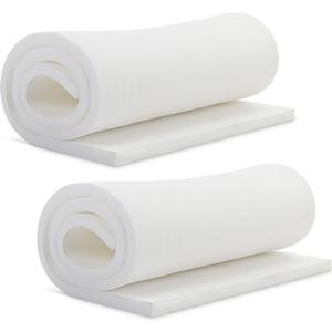 Frienda 2 Pcs Upholstery Foam 1" x 24" x 72" High Density Cushion White Polyurethane Craft Foam Padding for Seat Replacement DIY Projects Chairs Headboards Sofas Home