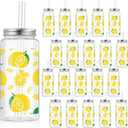 Vesici 24 Pcs Lemon Party Tumblers Bulk Reusable 13.5 oz Clear Plastic Cups with Straw and Lid for Summer Theme Birthday Wedding Baby Shower Party Fruit Cold Cups for Lemonade Juice Water