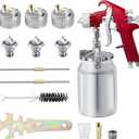 CarBole Suction Paint Sprayer Gun - 1000cc Capacity Cup with 1.3mm 1.7mm 2.0mm Nozzles Professional Air Spray System for Car Furniture Fence Wall