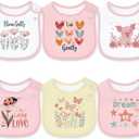 Maiwa 6 Pack Cotton Baby Bibs for Girls Boys with Waterproof layer for Drooling Eating teething with Snaps (Multi1a)