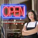 Led Neon Open Signs for Business,16.5"X 9" Ultra Bright Open Signs, Powered by 12V/2A AC Adapter, 6 Levels Adjustable Bright Led Neon Open Sign for Bar Salon Coffee Stores Club Hotel (Horizontal)