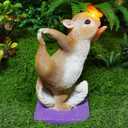 Solar Light Garden Statue Squirrel Figurine, Resin Squirrel Doing Yoga with Lighted Butterfly, Waterproof Spring Outdoor Ornaments for Garden, Front Door, Patio Decor & Gifts for Mother's Day