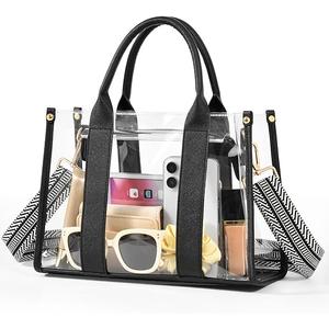 BS-VOG Clear Tote Bags for Women, Clear Bag for Stadium Events with Adjustable Straps, Handbag Purse for Sports Concert Work
