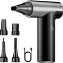 Compressed Air Duster, 200000RPM Super Power Electric Air Duster, 11-Gear Stepless Speed Mini Blower with Aluminum Alloy, Cordless Dust Blower for Computer, Keyboard, House, Outdoor, and Car