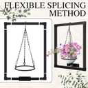 2 Pack Picture Frame Wall Plant Holder Wall Planters for Indoor Plants Metal Window Hanging Shelves Black Pot Holder Ring for Living Room Bedroom Bathroom Home Decor