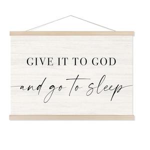 CANRONG Give It to God and Go to Sleep Sign Poster Hanger Frame, Christian Wall Hanging Decor Art Framed for Bedroom, Inspirational Bible Verses Wall Poster Prints, 12x16 Inch