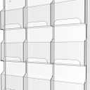 Acrylic Brochure Pamphlet Holder, 9 Magazine Holders, Clear Brochure Display Stand Wall Mount, Trifold Flyer Rack, Literature Storage Rack for Home, Offices, Waiting Room