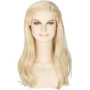 Miss U Hair Women Princess Long Blonde Wavy Wig Fairy Queen Cosplay Halloween Wig with Braids