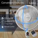 Lasko Oscillating Adjustable Pedestal Stand Fan with Timer and Remote for Indoor, Bedroom, Living Room, Home Office & College Dorm Use, 16 Inch, White, 1646