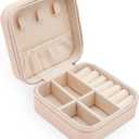 MODENGKONGJIAN Mini Jewelry Travel Case, PU Leather Organizer Box, Small Portable Jewellery Storage Holder for Womens Rings Earrings Necklaces Bracelets (Pink)