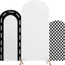 Mindsoft Fast Party Arch Backdrop Cover Set of 3 Racing Theme Arch Covers Spandex Stretch Backdrop Stand 4ft, 5ft, 6ft for Wedding Birthday Banquet Ceremony Decoration(Black)
