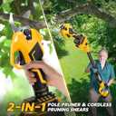 Cordless Pruning Shears with Pole for Dewalt 20V Battery, Brushless Pruner with 1.2" Cutting Diameter, Up to 13FT MAX Reach, LCD Display, for Gardening Tree Pruning (NO Battery)