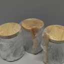 Coffee Sugar Container Salts Jars - 15oz Glass Airtight Caning with Bamboo Lids and Spoons Scoop, Storage Overnight Oats, Spice, Creamer, Food Organizer, Set of 3