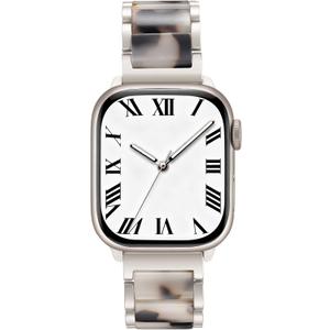 V.R.HOPE Gold Stainless-Steel Metal Resin Apple Watch Band 38mm 40mm 41mm 42mm Fashion Bracelet Strap for Women Compatible with iWatch Series 11/10/9/8/7/6/5/4/3/2/1/SE 