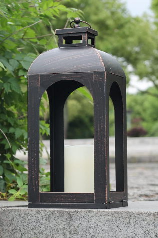 DECORKEY LED Lantern Decorative Outdoor&Indoor, Black Metal Lanterns Decor, Vintage Hanging Candle Holder for Home Porch Wedding Halloween Christmas Decorations Battery Powered