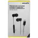 Acoustix Premium Sound Wired Stereo Earbuds with USB-C Connector - Gray / Black