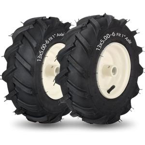13x5.00-6" Tiller Tire and Wheel, 1" Axle Size, 3-1/8" Centered Hub, 13x5-6 Super Lug Tractor & Trencher Tire Replacement