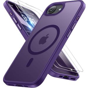 Miracase for iPhone 16e case & iPhone 17e Case for MagSafe [with 29H+ Screen Protectors] TOP Military-Grade Protection Shockproof with Velvet Touch for iPhone 16e/17e Phone Case 6.1", Dark Purple