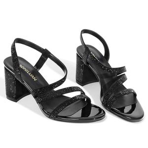 RONILURN Heels For Women Heeled Sandals High Chunky Heels Strappy Open Toe Rhinestone Round Toe Comfortable Sparkly Dress Wedding Shoes Bridal Prom, 8