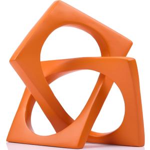 LCCCK Modern Geometric Sculpture Orange Knot Statue Decor, Home Orange Bookcase Centerpiece Jax Decorative, Geometric Tabletop Sculpture and Figurines, for Home Decor Accent Cube Decorative Ornaments
