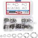 350PCS Spring Wave Washer Gasket Assortment Kit, M3 M4 M5 M6 M8 M10 M12 Wavy Wave Crinkle Spring Washers Sets, 304 Stainless Steel Metric Wave Spring Washer for Screw Bolt