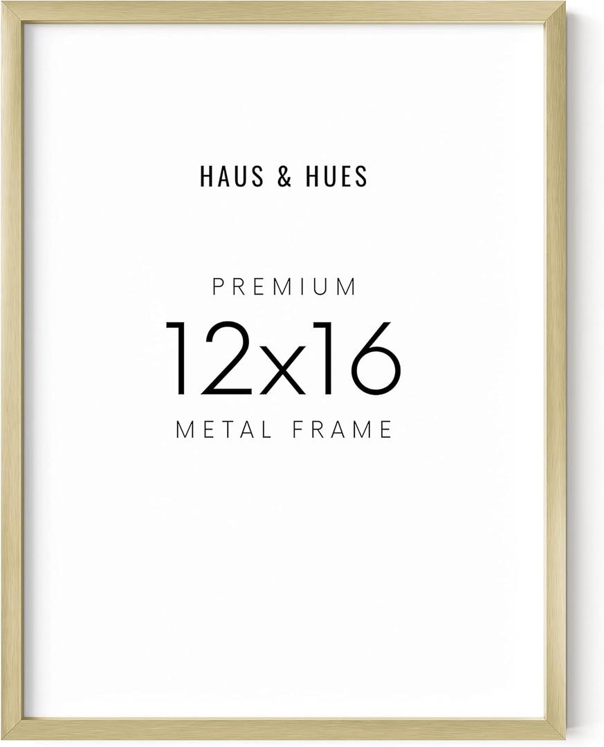 HAUS AND HUES 12x16 Gold Picture Frames - Modern, Metallic Wall Decor for Bedroom, Living Room, Office Poster Display - Gold 12x16 Poster Frames