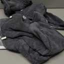 TENSTARS 5 Pack Thicken Microfiber Hair Towel Wrap for Women - Elastic Loop Design - 320GSM Coral Velvet - Quick Dry Hair Turban - 11x28 Inch (Dark Grey)