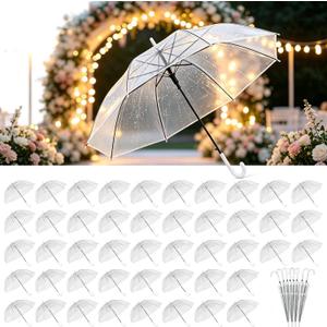 50 Pcs Clear Umbrella Wedding for Rain, Clear Wedding Umbrellas Bulk