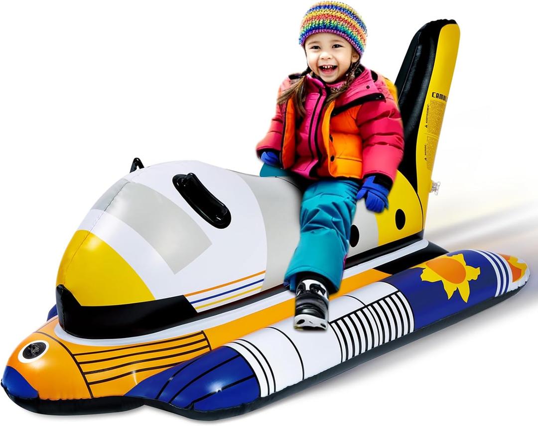 Camuland Inflatable Snow Tube for Sledding with Heavy Duty Premium Canvas Cover Inflatable Snow Sled with Reinforced Handles Great for Winter Outdoor Sports and Christmas