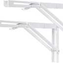 YUMORE Folding Shelf Brackets, 16 Inch Heavy Duty L Bracket, White, 2 Pack | High-Quality Metal, Easy to Install, DIY Collapsible Shelf Bracket for Workbench Folding Table Hinge, Max Load: 330lb