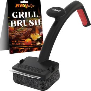 Grill Brush and Scraper, Grill Brush Bristle Free, Grill Brush for Outdoor Grill, Grill Cleaner Brush with Replaceable Steel Fiber Woven Cleaning Head for Grill/Smoker/Gas/Charcoal Grill