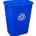 Amazon Basics Rectangular Commercial Office Wastebasket, Easy to Clean, Lightweight, 10 Gallon, Blue, Recycle Logo