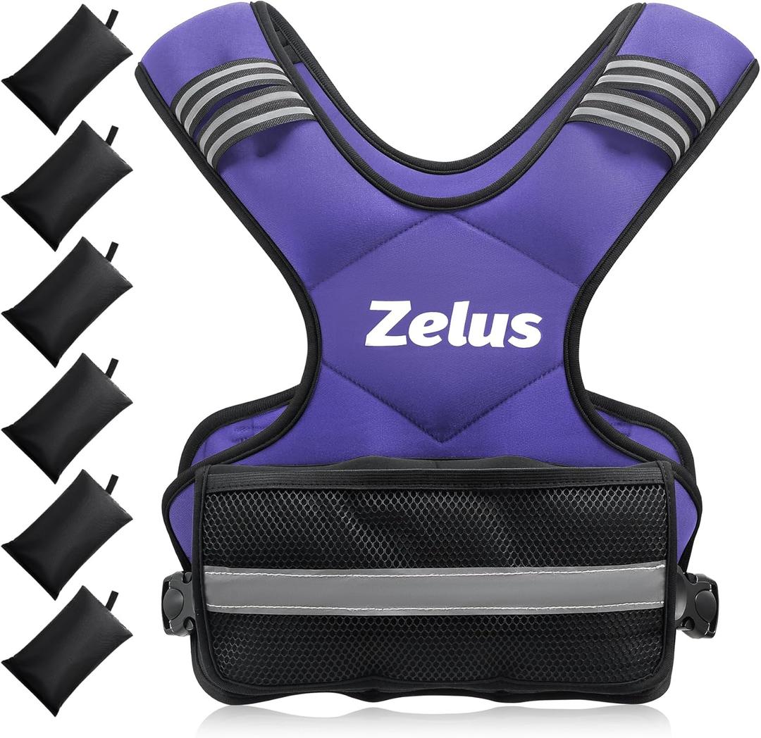 ZELUS Weighted Vest for Men and Women | 11-20lb Vest with 6 Ironsand Weights for Home Workouts | Adjustable Body Weight Vest Exercise Set for Cardio and Strength Training