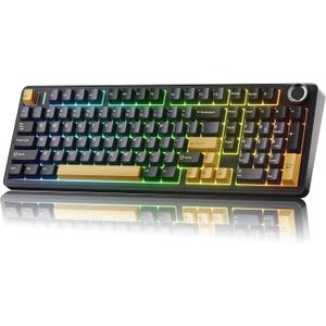 OIXOC x Aula F99 Pro 99% Mechanical Gaming Keyboard  Wireless Bluetooth, 2.4Ghz RF, USB-C Wired Keyboard with RGB Backlit, Hot-Swappable Pre-lubed Linear Switches, PBT Keycaps, Numpad, Volume Knob