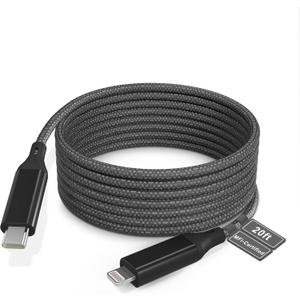 Extra Long USB C to Lightning Cable 20Ft/6M [Apple MFi Certified] iPhone Fast Charger Cable USB-C Power Delivery Fast Charging Cord 3A (max) for iPhone 13/12/11/XS/X/8