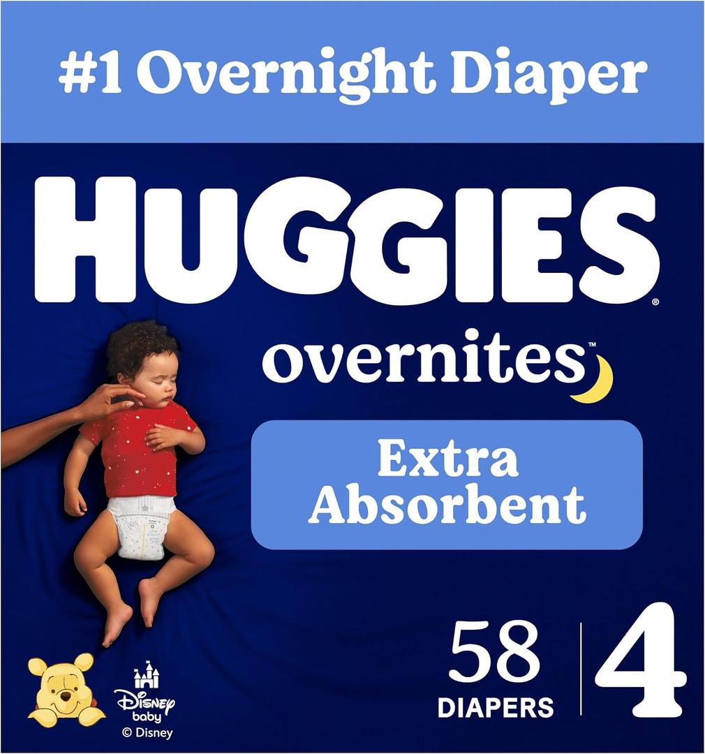 Huggies Overnites Size 4 Overnight Diapers (16-28 lbs), 58 Ct