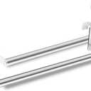 Over Cabinet Towel Holder, Stainless Steel Cabinet Door Towel Bar Rack Holders Fit on Over Cabinet Cupboard Doors, Kitchen, 2 Pack (Silver)