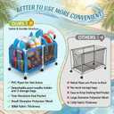 280 Gallon 69" Pool Storage Bin XXL Extra Large Swimming Pool Float Storage Bin, Pool Noodles Holder, Toys, Floats, Balls and Floats Equipment Mesh Rolling Bin for Garden Lawn, 69" Lx32 Wx35 H (Blue)