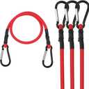 WORKPRO 24 Inch Bungee Cords with Hooks, 4 Pack Superior Rubber Heavy Duty Bungee Straps Strong Elastic Rope for Outdoor Tent, Luggage Rack, Camping, Cargo, RV, Bike, Transporting, Storage, Red