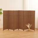 COCOSICA 6 Panel Short Room Divider, Bamboo, 47.2 in Tall, Natural