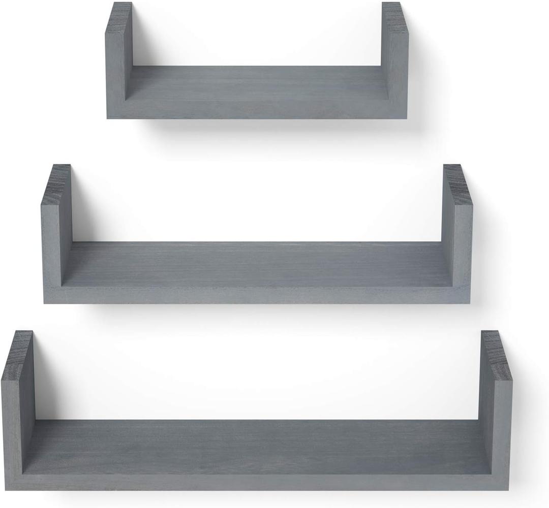 SRIWATANA Floating Shelves Wall Mounted, Solid Wood Wall Shelves, Weathered Gray