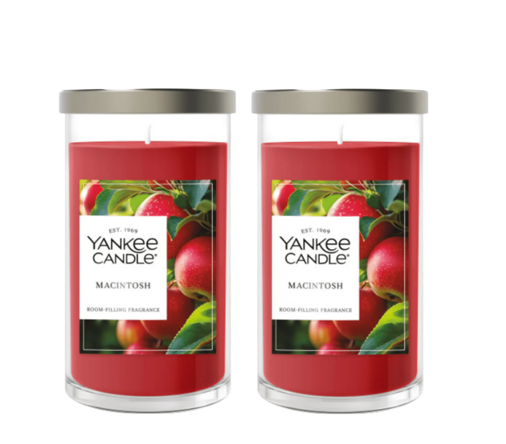 Yankee Candle Medium Pillar Scented Candle, Macintosh, 14.25 oz (2-Pack)