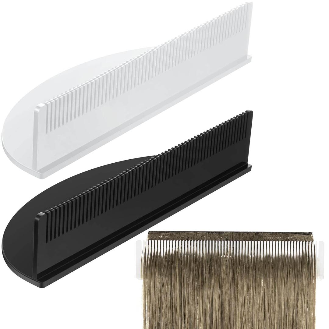 2 Pieces Hair Extension Holder Acrylic Hair Color Rack Display Hair Extensions Stand Organizer Lightweight Portable Storage Wig holder for Hand Tied Weft Full Bundle Tool Hair Styling Weave Wash Color (Black, White)