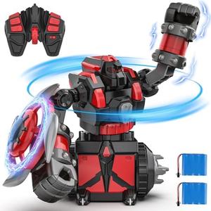 HGAUCAI Remote Control Robots Toys Easter Day Gifts for Kids for Boys 5-7 6 9 8 13 Age 360-Degree Rotating Robot Battling Toys Dueling Birthday Gift Ideas Present Kids Children(Black)
