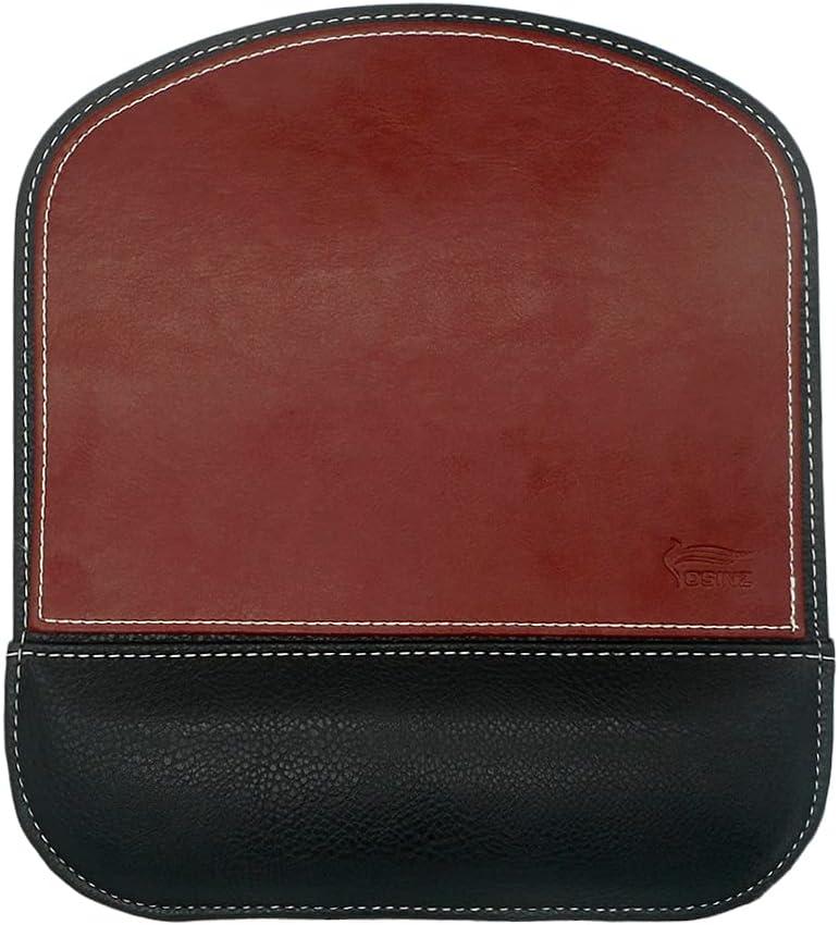 Ergonomic Leather Mouse Pad Mat Mousepad with Rest Wrist Support Non-Slip Rubber Base Memory Foam Waterproof Surface for Gaming Office (Square-Brown)