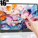 Portable Monitor Touchscreen 16 Inch FHD 1920x1200P HDMI USBC Travel Touch Screen Monitor IPS Display for PC Laptop Computer Ras Pi, 300cd/, Built-in Speakers