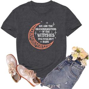 Halloween Shirts for Women Dancing Skeleton Tshirts Fall Pumpkin Shirt Halloween Party Tee Tops (Gray, M)