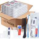 100 Sets Personal Hygiene Kit Basic Toiletry Kits Homeless Supplies Bulk for Women,Men,Travel,Charity,Business Include 100 Toothbrush,100 Toothpaste,100 Comb,100 Bath Soap,500 Floss Pick