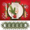 Christmas Placemats Set of 6 Round Greenery Place Mats Xmas Circular Artificial Wreath Dining Table Decor Winter Fake Plants Branches Mats for Kitchen Accessories (Pine Needles)